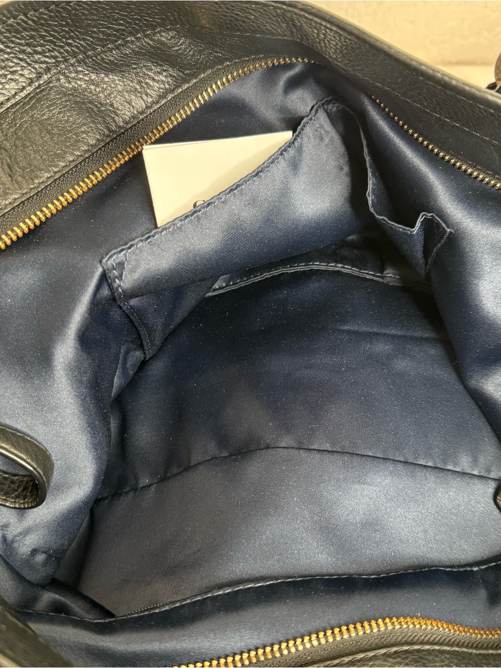 COACH vintage Black Leather Shoulder Tote,East West,gold charm & spell out tag - Picture 9 of 10